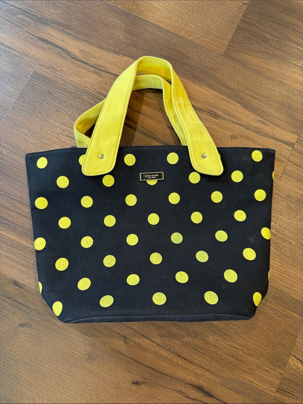 Kate Spade Yellow Polka Dot Canvas Tote